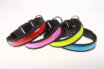 

Light Collar USB Reflective Leather LED Lattice pet Collar Safety Rechargeable Shine Xmas party Luminous Puppy pet dog collar