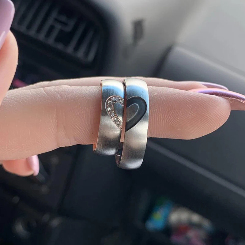 Обручальное кольцо для пары, нержавеющая сталь, CZ камень, юбилей, обручальное кольцо для женщин и мужчин, уникальное сердце, хорошее ювелирное изделие