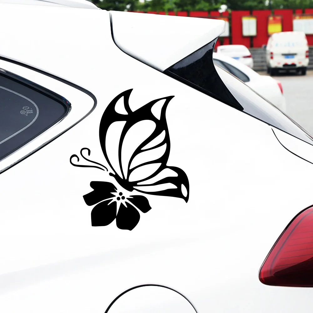 Home Schwarzer Schmetterling Blume Auto Styling Fenster Vinyl Aufkleber