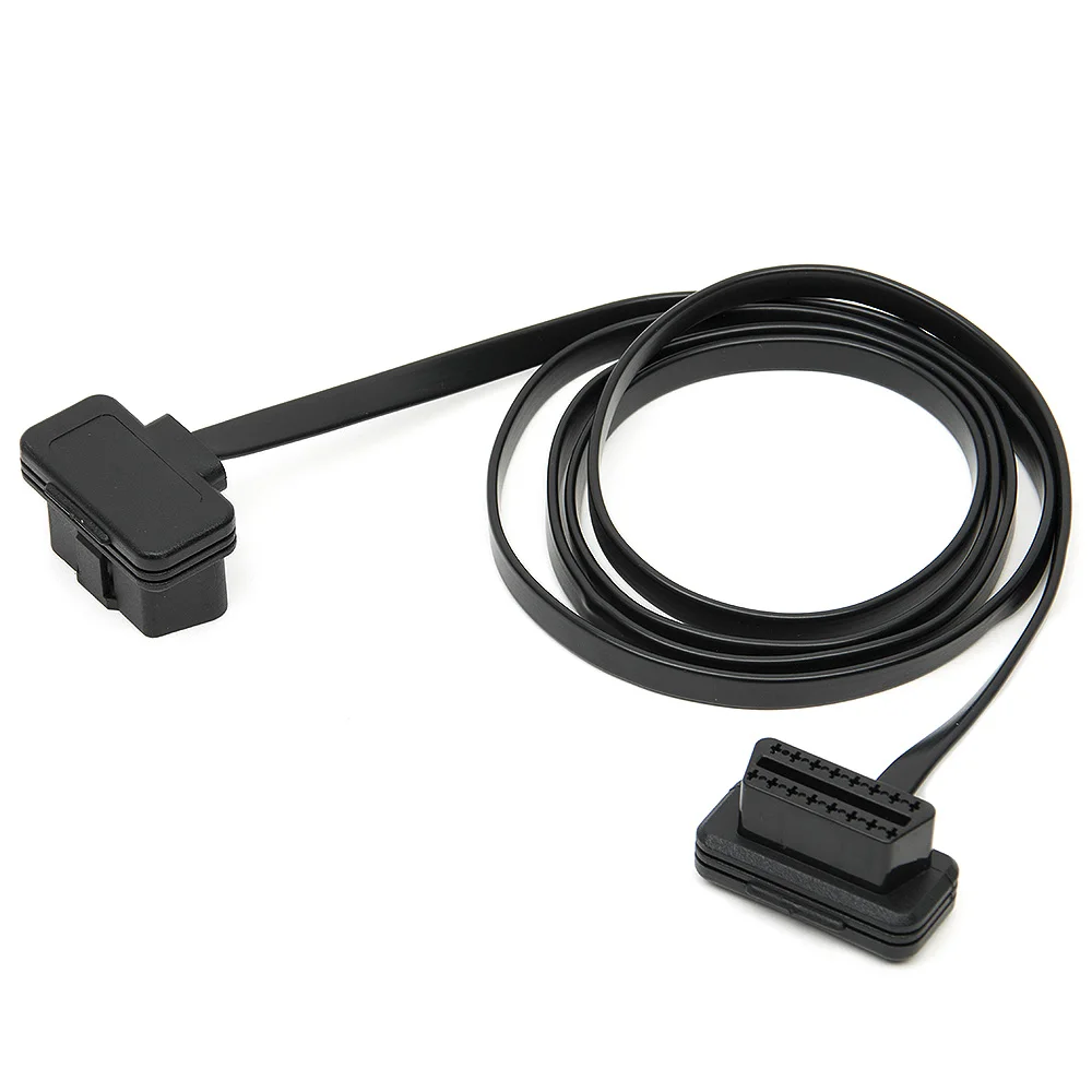 Плоский тонкий кабель лапша 1 5 м OBD2 OBDII OBD 16 Pin ELM 327 штекер гнездо удлинитель колена