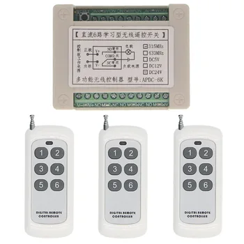 

500m High Power 10A Relay DC 12V 24V 6 CH 6CH Wireless RF Remote Control Switch Transmitter & Receiver,315 / 433 MHz