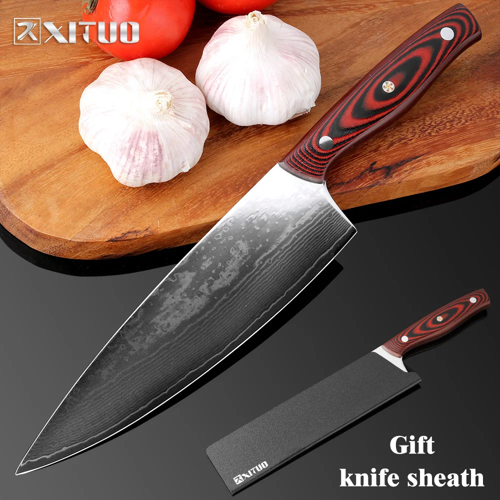 XITUO Full Tang Damascus Kitchen Knife 67 Layer Japan VG10 Damascus