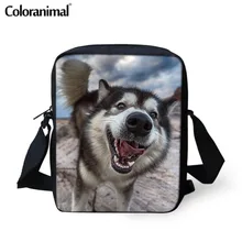 Coloranimal Alaskan Malamute 3D сумка через плечо один мальчик девочка милый питомец собака печати маленькая сумка ребенок Mochila сумки