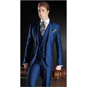 

Custom Made Fashionable Men Suits For Wedding Prom (Jacket+Pants+Vest) Slim Fit Men Suits Groomsman Best Man Groom Tuxedos