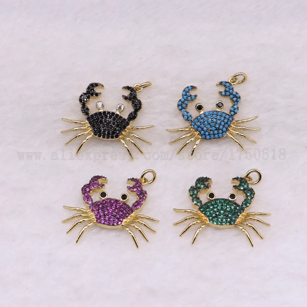 

5 pieces small crab pendants insects hexapod bee fly jewelry pendants micro paved mix color pendants pets beads 3044