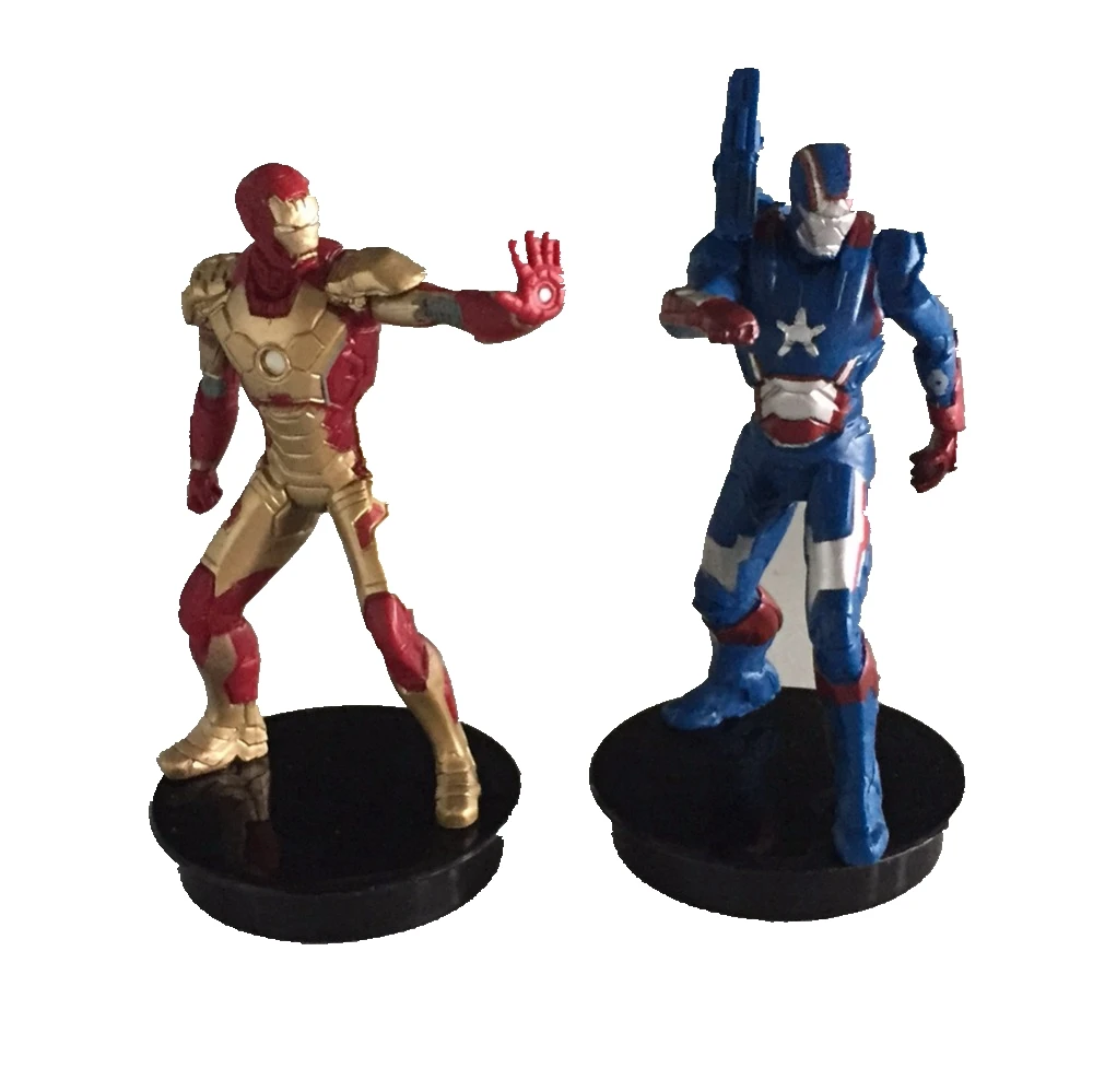 

2pcs Marvel Iron Man Iron Patriot Figure Toy Cinema Movie Cup Toppers Collection Model Brinquedos Figurals Gift