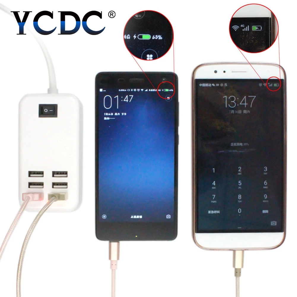 YCDC Белая настенная розетка USB с 6 usb портами удлинительная переключатель ЕС США