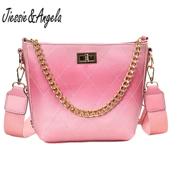 

Jiessie&Angela New Quilted Plaid Chain Shoulder Bags Female PU Leather Handbags Fashion Women Cross body Messenger Bags