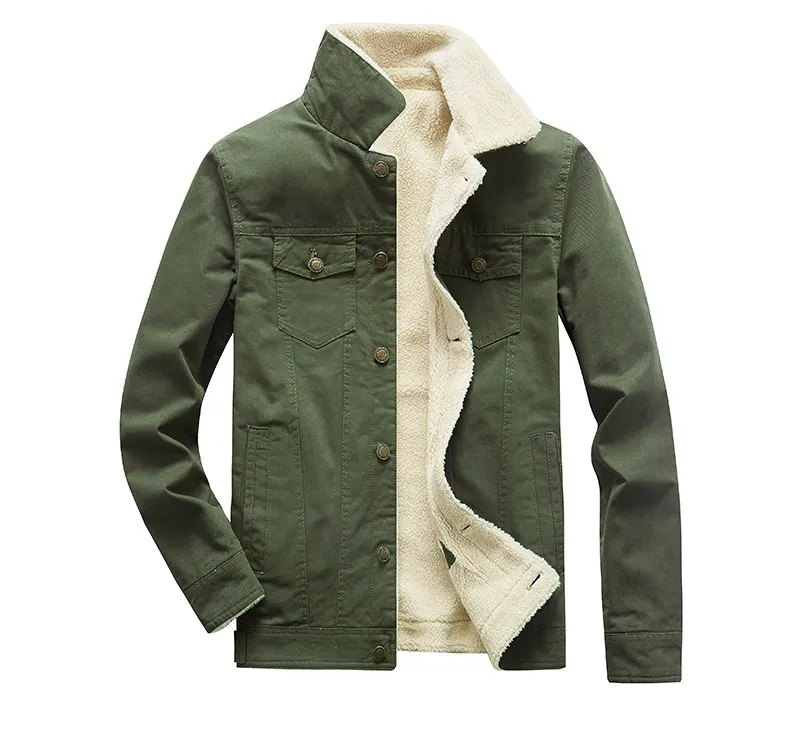 MuLS Winter Trucker Jacket Men Autumn Bomber Jacket Coat Cotton Fleece Spring Stand Collar Windproof Male Outwear Mens 2019 New 04