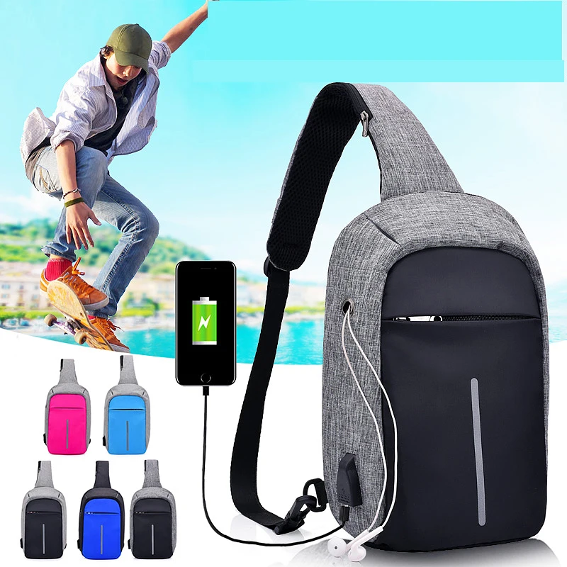 

New Crossbody Men and Women Bag Hot-selling USB Charging Smart Anti Theft Shoulder Bags Messenger Chest Bag Sling Shoulder Bags