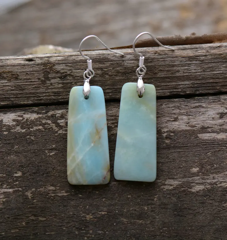 

Women Dangle Earrings Natural Amazonite Bohemia Earrings Designer Luxury Earrings European Ethnic Jewelry Dropshipping
