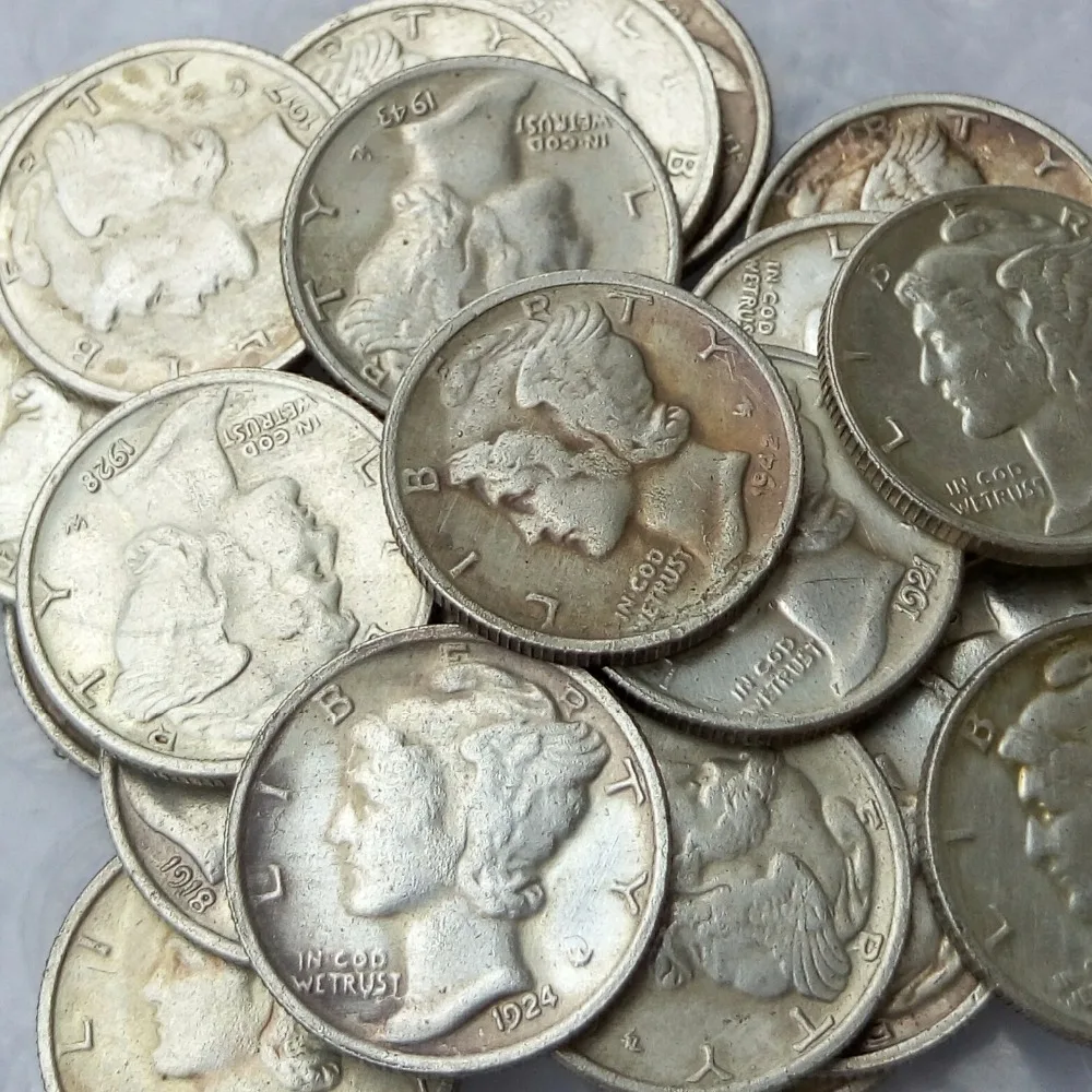 90 Silver Mercury Head Dimes A set of (1916 1945) S 28pcs Dates Nice