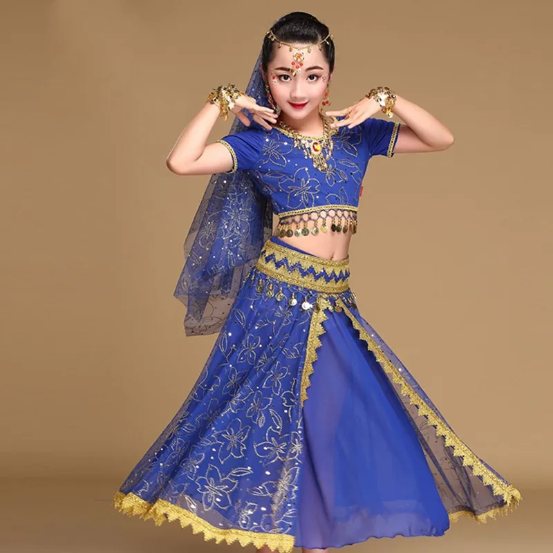 Детская Индийские танцевальные костюмы Дети танец живота Профессиональные Одежда для представлений для девочек Сценические костюмы для состязаний H4526 - Цвет: StyleC