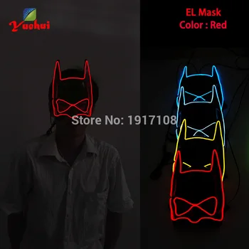 

10 Color Fashion Batman Sound activated EL wire Mask Halloween Mask Party Mask Gift Neon LED light Festival Glow dance Carnival