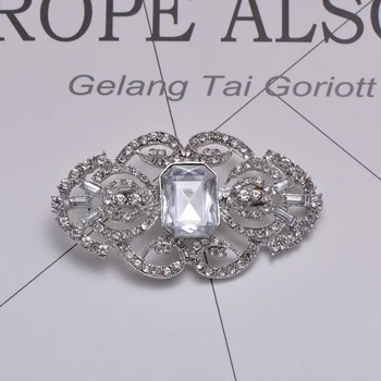 

(M0438) 100pcs/lot, 65mmX37mm metal rhinestone brooch,nickle plating,with pin at back
