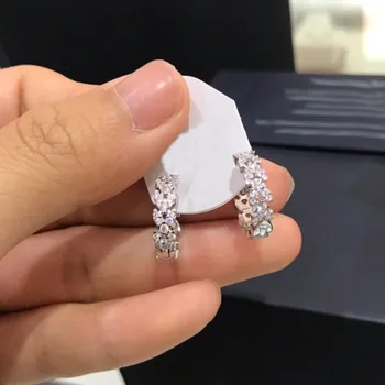 

UMGODLY Luxury Brand 1 Pair White Heart Wheat Ears Earrings Micro Cubic Zirconia Stones for Women Fashion Jewelry