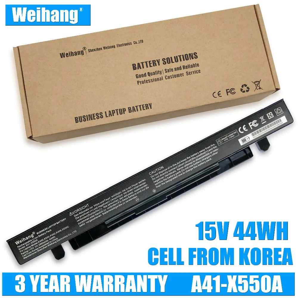 

Korea Cell Weihang Battery X550 15V 44WH for Asus X550C X550B X550V X550a K450C P450CA F450C A41-X550A