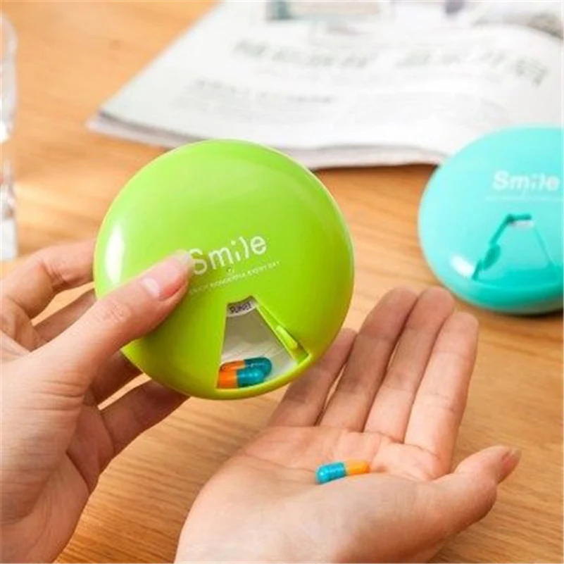 

4 Colors Weekly Rotating Pill Box Travel Pill Case Splitter Pill Organizer Medicine Box Partition7 Day Pill Container