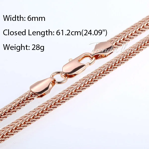 Trendsmax 585 золотое ожерелье для мужчин, цепочка со змеиным звеном, мужские Модные ювелирные изделия 6 мм GNM29 - Окраска металла: Rose Gold Necklace
