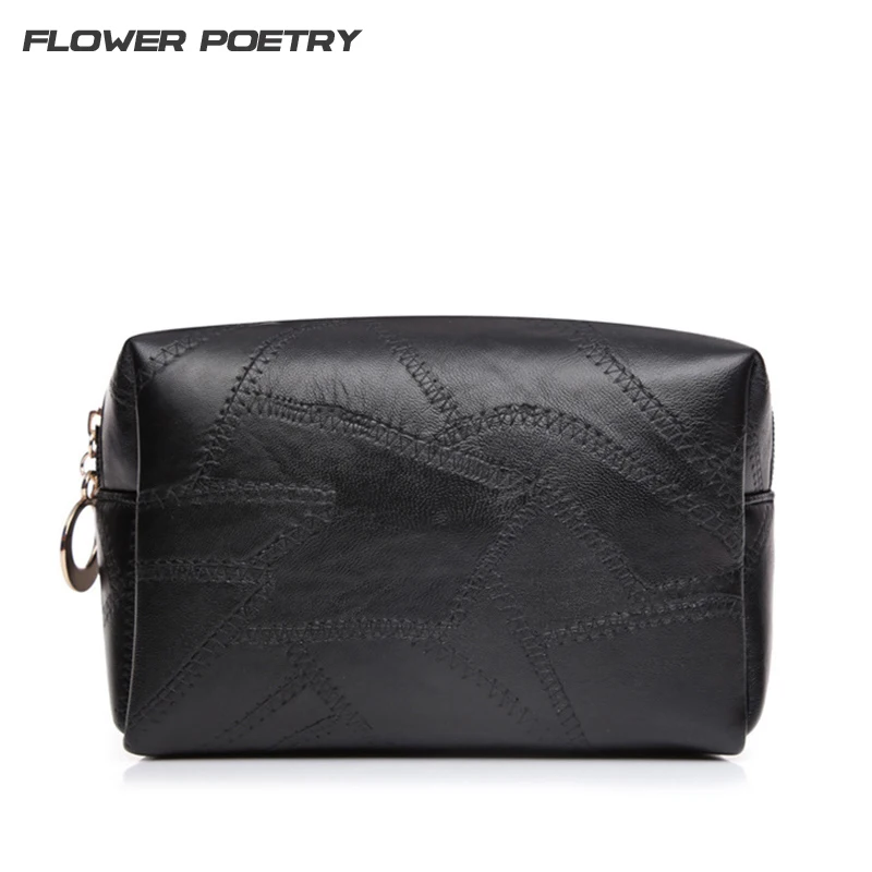 Stitching PU leather High Quality Cosmetic Bag Cosmetic Case Cosmetic Wash Bag Women Makeup Bag Organizer Beautician Washing Bag