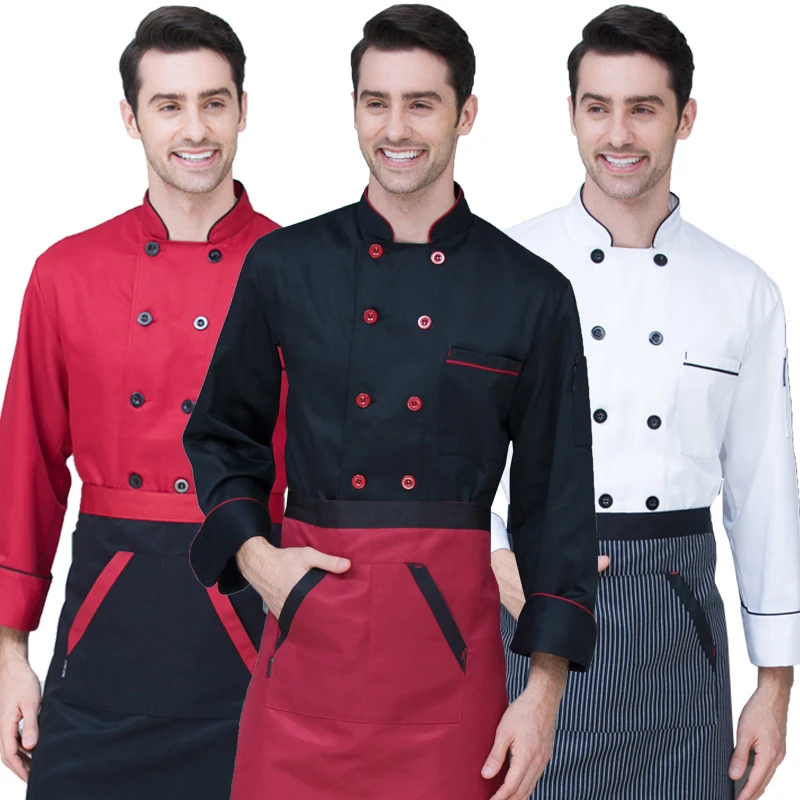 

New Chef's Long-sleeved Breathable Outfit Summer Wear Work Clothes Men and Women Overalls Coats Hotel Chef Black Jacket Uniform