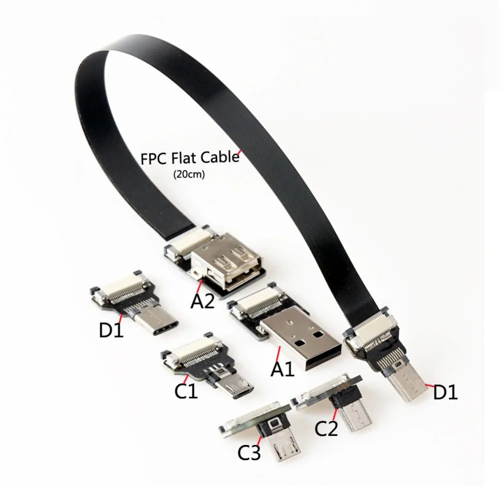 FPV монитор Стандартный USB Type C Супер Плоский гибкий FPC кабель для зарядки 90