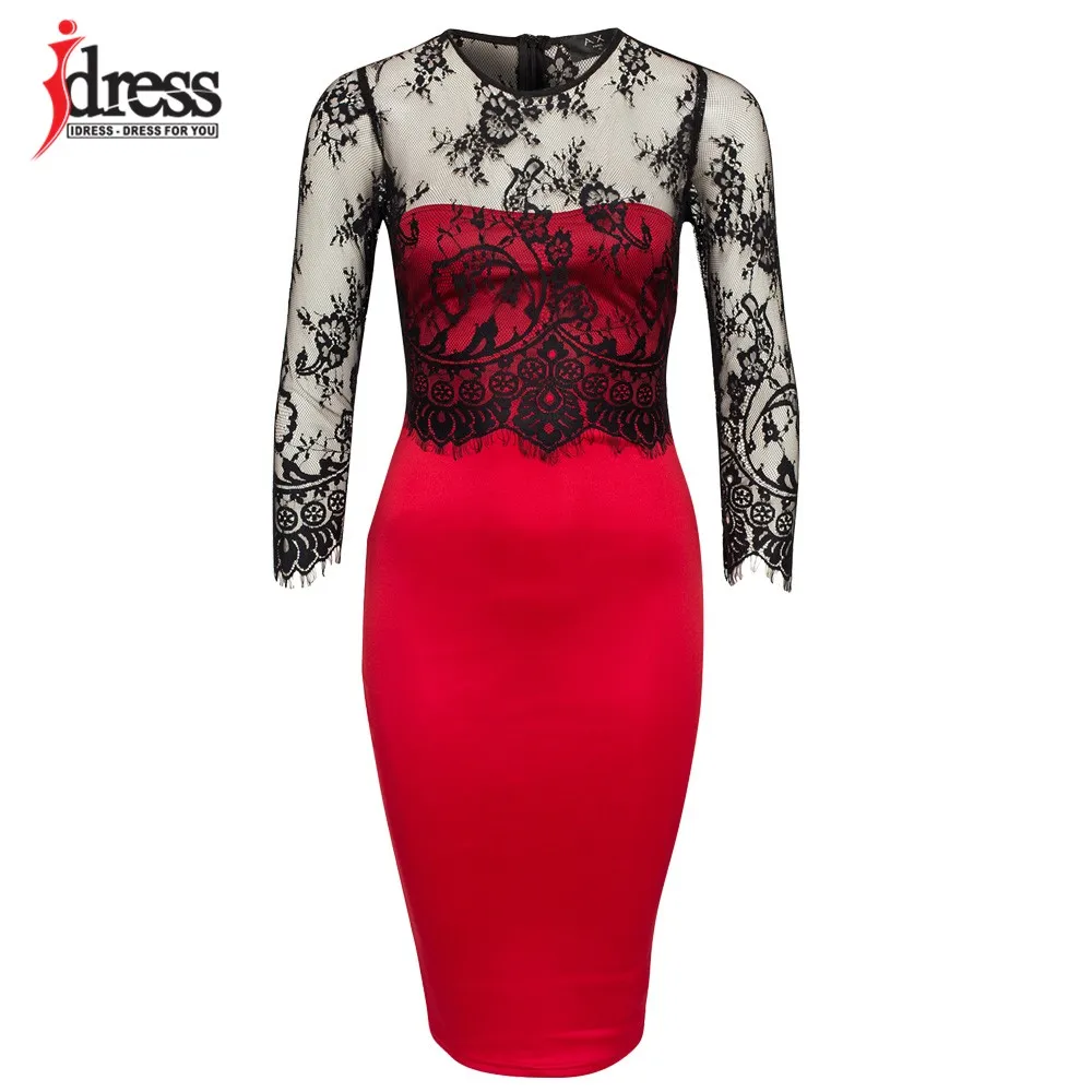 lace knee length office dress (2)