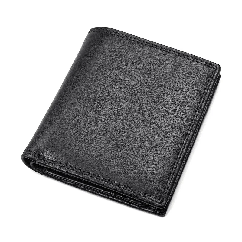 CICICUFF короткий мужской бумажник пояса из натуральной кожи RFID 3 раза водительских прав мягкие женские кошельки классика чёрный; коричневый первый слои воловьей - Цвет: Черный