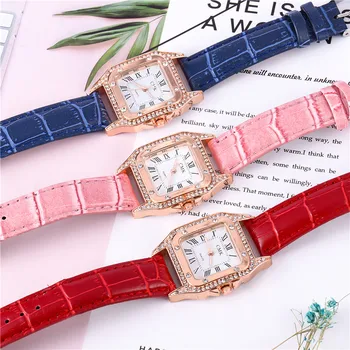 

Women Casual Checkers 6 Color Student Leather Quartz Analog Wrist Watch Eye-catching Luxury brands Casual bayan kol saati 2019