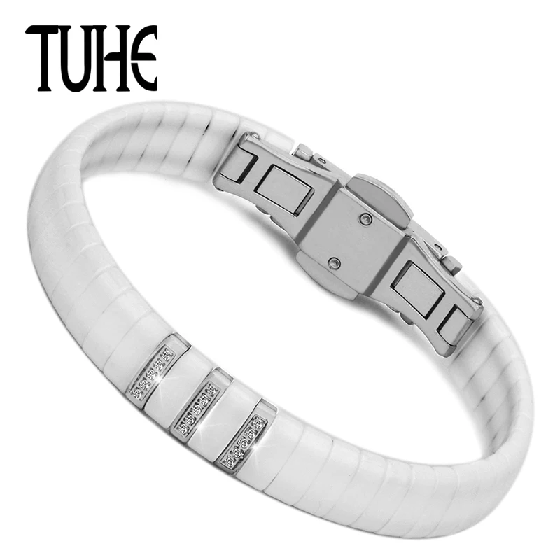 Healthy Smooth Ceramic Jewelry Stainless Steel Silver Color With Black