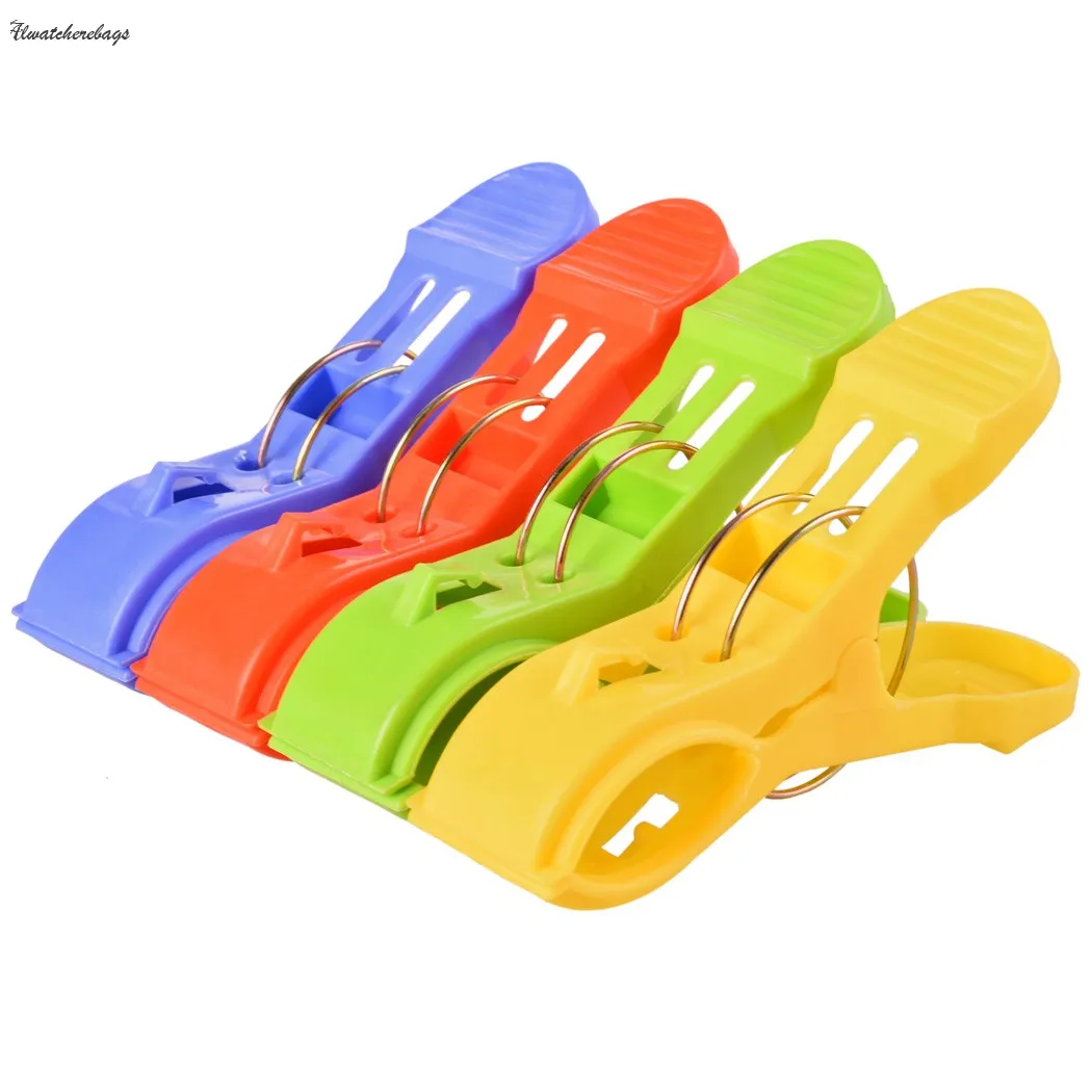 4 PCS/Set Large Plastic Clips Multi Color Beach Towel Clips Clothes Clips String Home Use