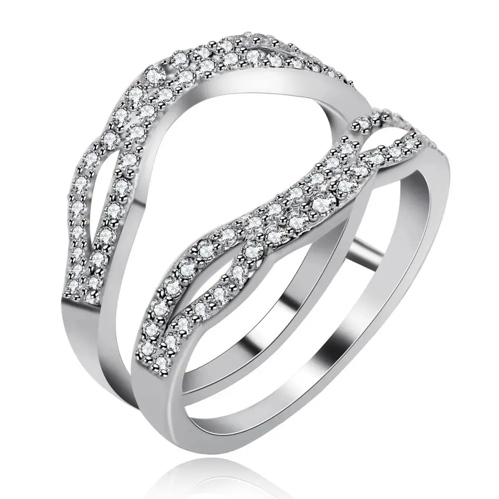 Uloveido Платиновое Покрытие Свадебные помолвки годовщина, обещание кольца усилитель бесконечности кольца усилитель для женщин девочек Y449