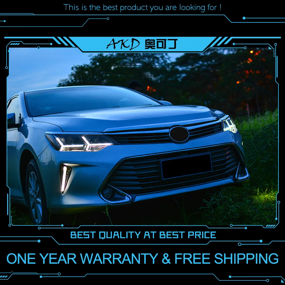 

AKD tuning cars Headlight For Toyota Camry 2015-2017 Headlights LED DRL Running lights Bi-Xenon Beam Fog lights angel eyes Auto