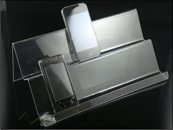 

Wholesale 100PCS Double layers long shelf Clear Acrylic Mobile cell phone display stand holder racks multipurpose