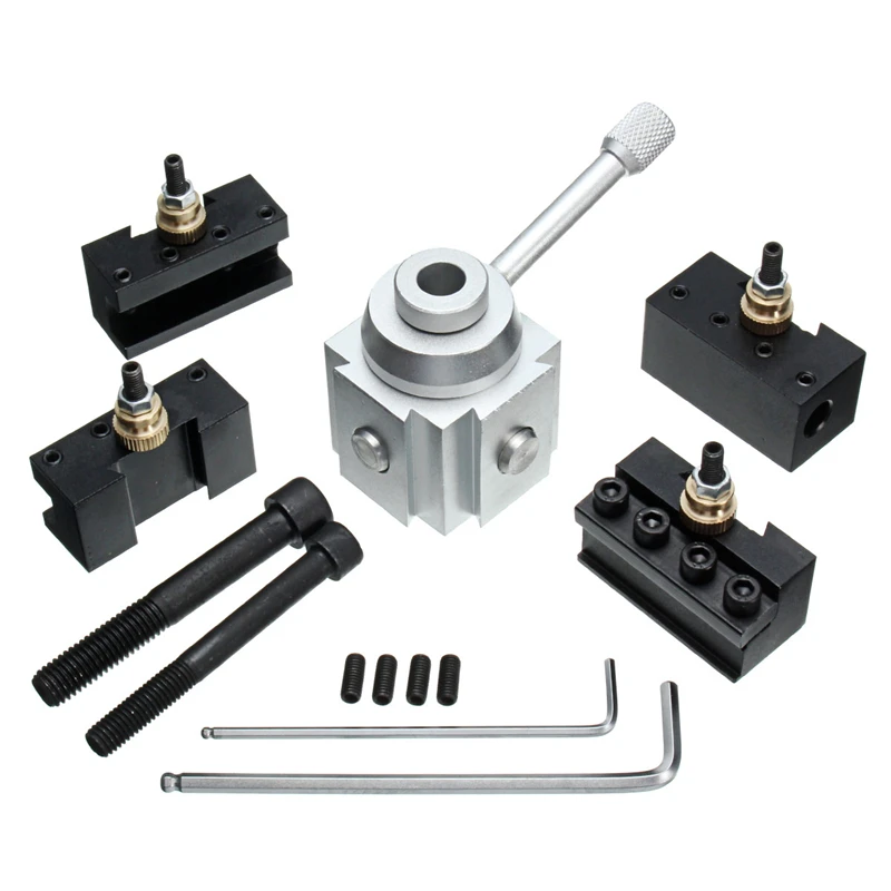 

7Pcs Mini Quick Change Tool Post Set Use Mini Quick Change Tool Post Holder Aluminum Alloy Kit For Table/Hobby Lathe