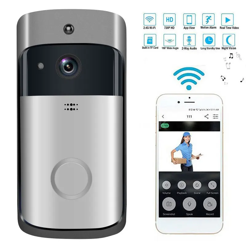 

Wifi Doorbell Camera Smart WI-FI Video Intercom Door Bell Video Call for Apartments IR Alarm Wireless Color Lens Security Camera