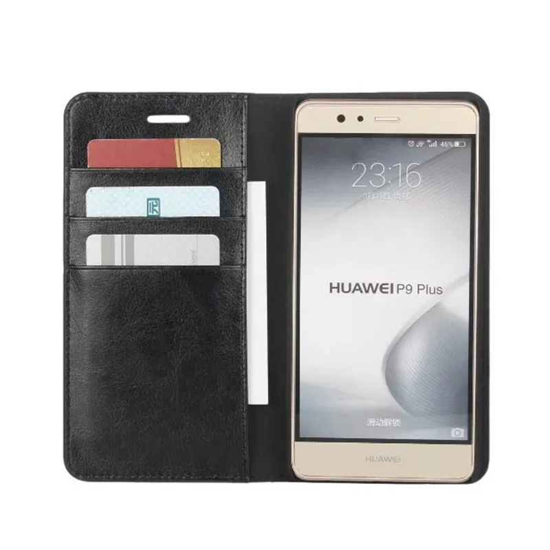 Luxury Phone Cases For Huawei P9 Plus Original Brand Genuine Leather Magnet Auto Flip Wallet Case Cover Cellphone Accessories
