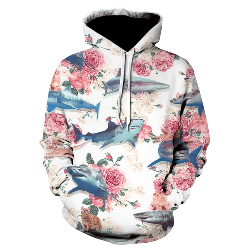 

Flower shark 3d Sweatshirts Hoodies Men/Women Print Funny Hooded pullover Hoody Casual Hoodie DropShip Streetwear jacket 2019 stranger things sudadera hombre Animal coat