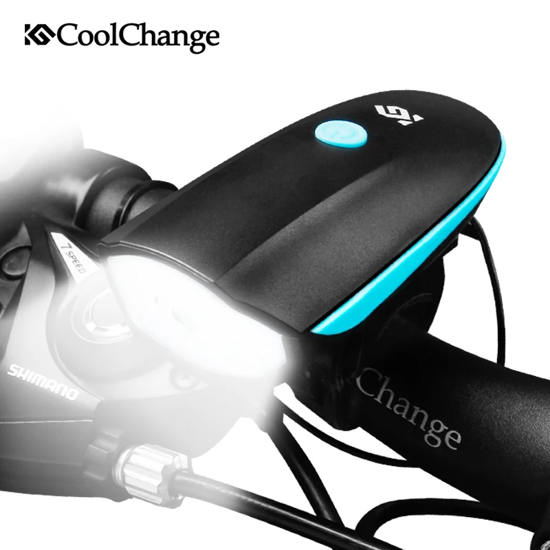 

CoolChange Bicycle Bell USB Charging Bike Horn Light Headlight Cycling Multifunction Ultra Bright Electric 140 db Horn Bike Bell
