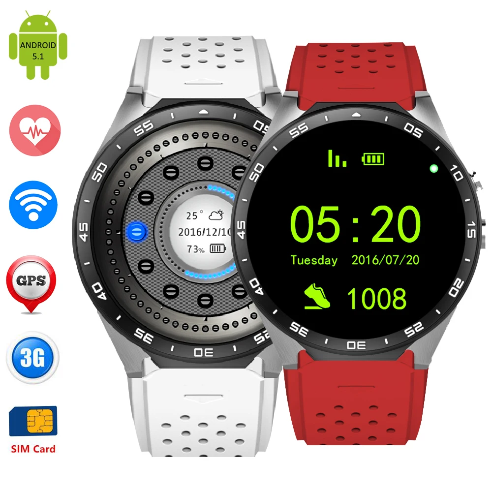 ZW88 Smart Watch WiFi 3G WCDMA Heart Rate Bluetooth Android 5 1 font b Smartwatch b