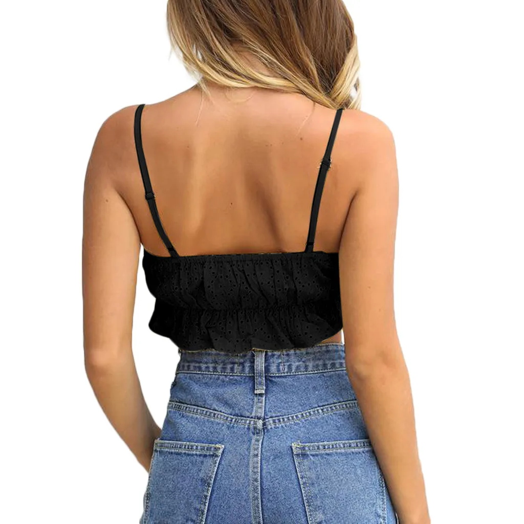 Summer Sexy CropTops For Women's Fashion Summer V-neck Dot Wild Nightclub Wind Holiday Small Sling tank Tops Vest