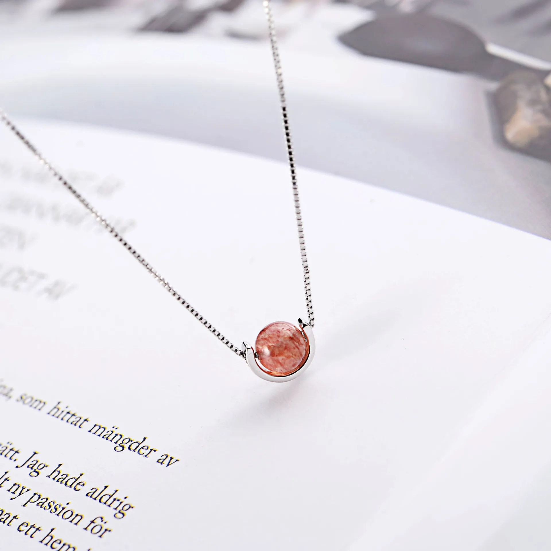 strawberry planet necklace woman 100% 925 Sterling silver nacklace Jewellery Clavicle chain pendant charms gift