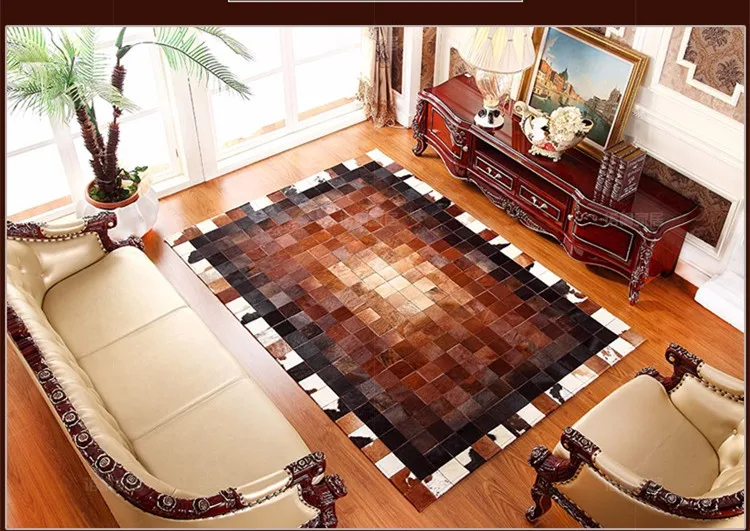 

Fashionable art carpet 100% natural genuine cowhide leather carpet shampoo