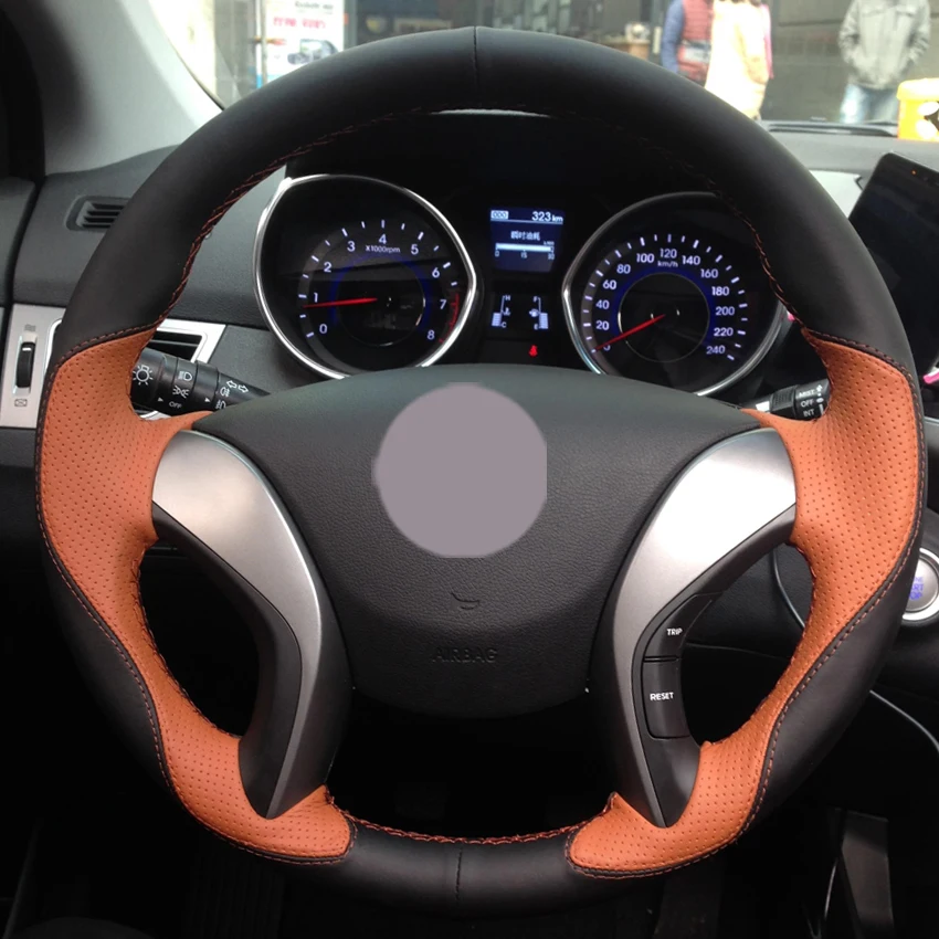 

Black Leather Car Steering Wheel Covers for Hyundai Elantra 2011-2016 Avante i30 2012-2016 auto Steering Covers