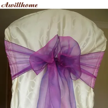 

FREE SHIPPING 100 pcs purple sash organza sash for wedding organza sashes wedding chairs