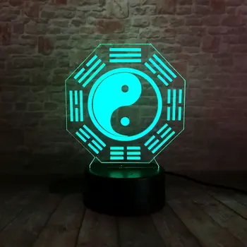 

Luminous Chinese Tai Chi Gossip Model 3D Illusion Nightlight LED Colorful Flash Lighting Glow in the Dark Toys