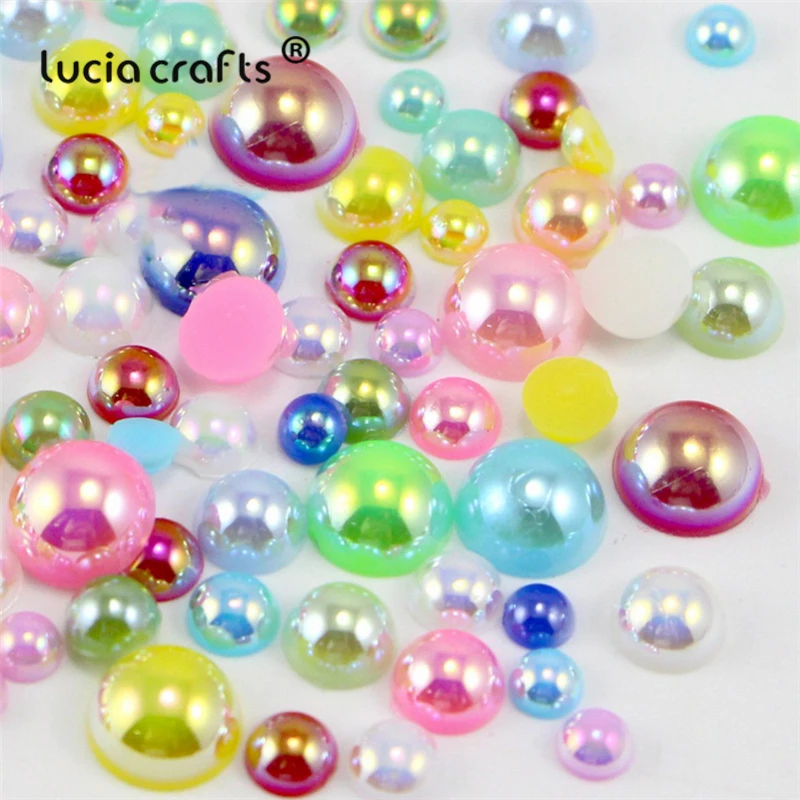 Lucia-crafts-4-8mm-Assorted-Colors-Half-Round-Flatback-AB-Pearls-Rhinestone-20g-pack-Approx-300pcs