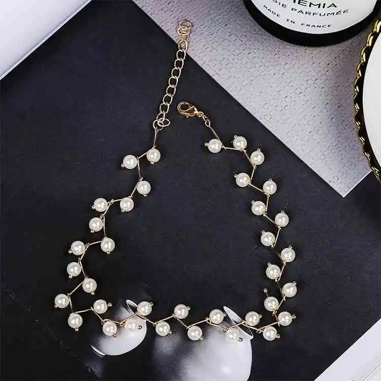 Корейские ювелирные изделия, модное простое короткое ожерелье, имитация жемчуга, ожерелье в стиле стимпанк, женское массивное ожерелье - Окраска металла: Gold