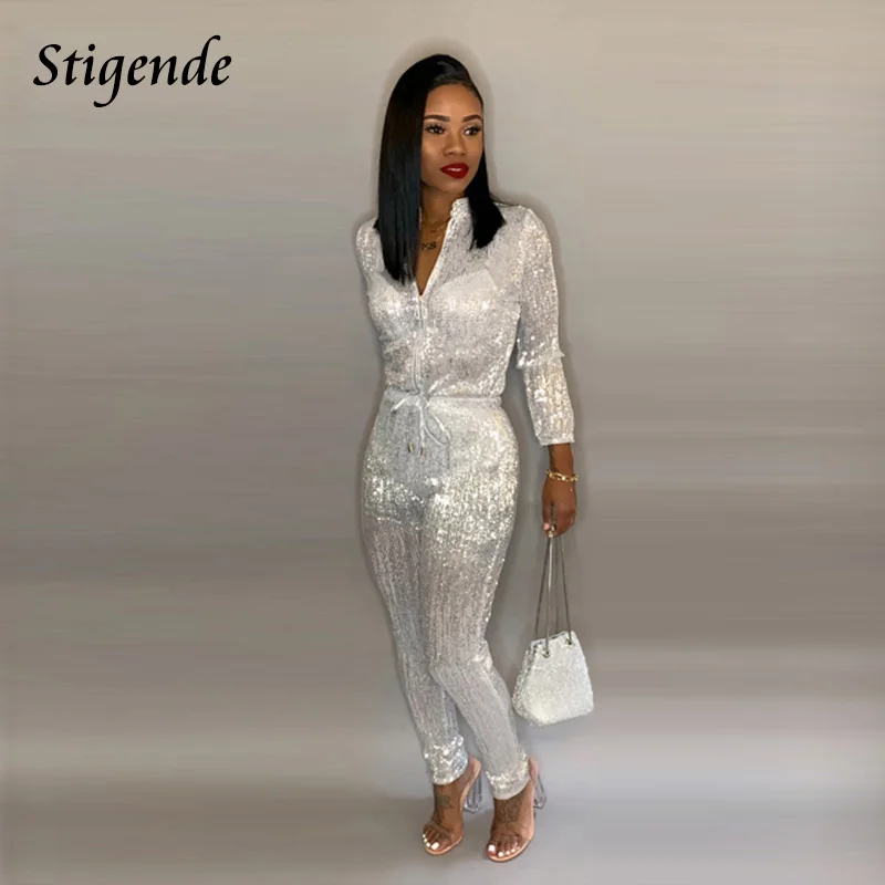 long sleeve glitter jumpsuit