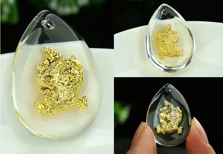 1PCS 999 24k Yellow Gold Crystal Man Made Pendant/...